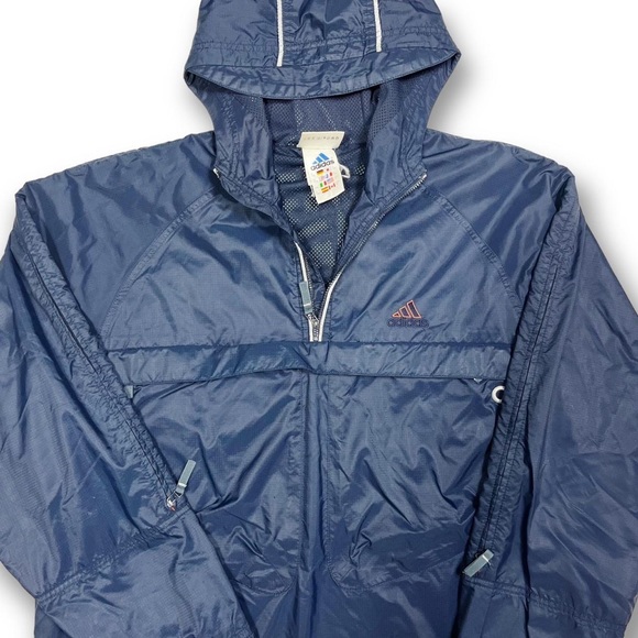 Vintage Adidas Logo Embroidered Navy Waterproof 1/4 Zip Hooded Coat
Size Large - Picture 3 of 4
